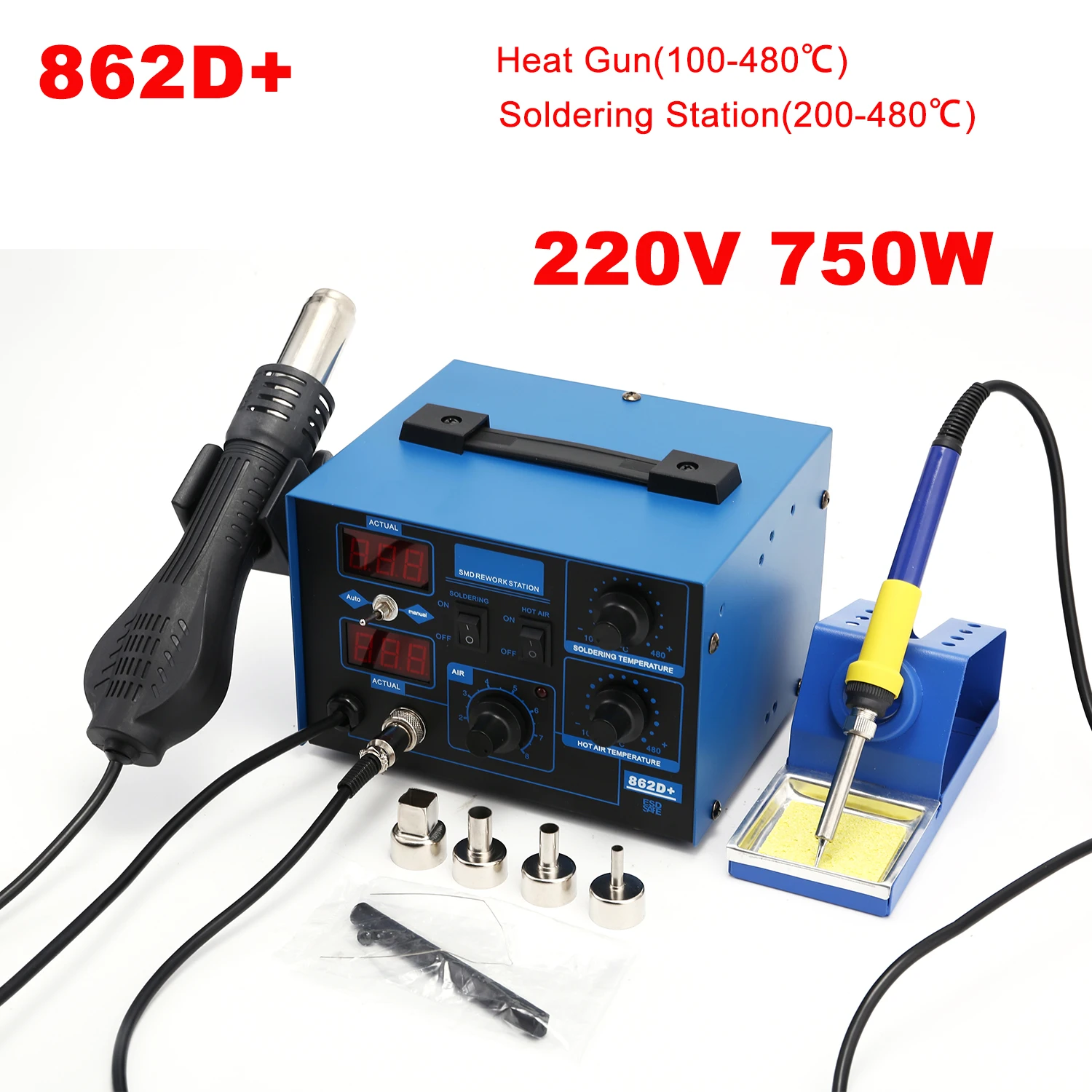 862D+ Soldering Station 2 In 1 - đánh giá và giá 2 In 1 Soldering Rework Station 750W