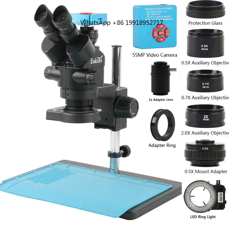 Eakins Zoom 3.5-90X Trinocular - đánh giá và giá Simul-Focal Industrial Microscope 4K Hdmi