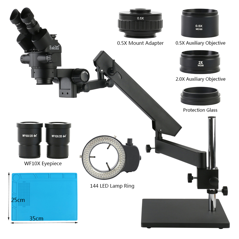 Articulating Arm Desktop Base  - đánh giá và giá Trinocular Stereo Microscope 7X-45X