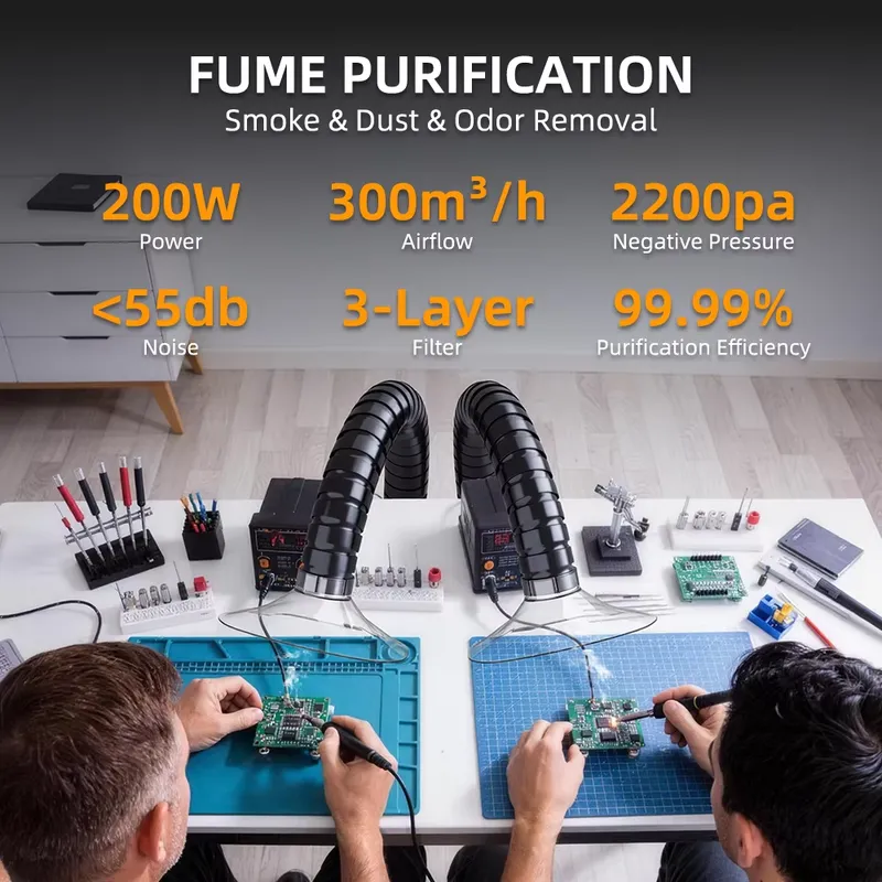 DX1002 Dual-Arm 200W Fume Extr - đánh giá và giá Fume Extractor Soldering Dual Arm